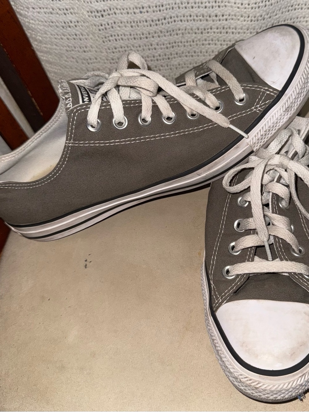 Converse Low-Top Canvas Sneakers - Gray with White Trim